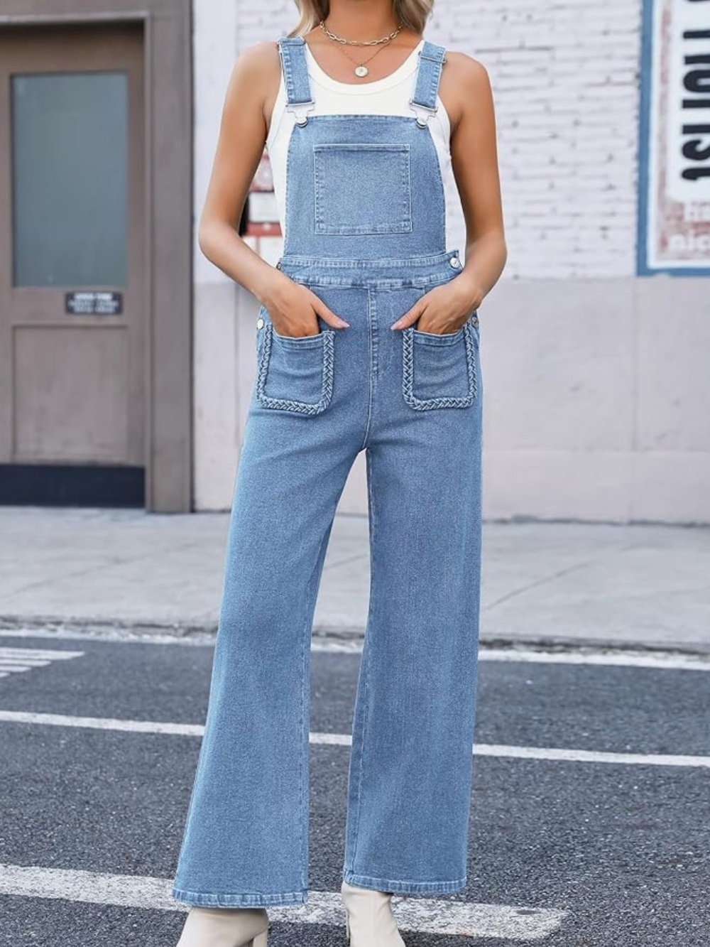 Chic Nation Light Blue Denim Women's Overalls